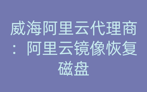 威海阿里云代理商：阿里云镜像恢复磁盘