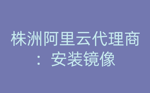 株洲阿里云代理商：安装镜像