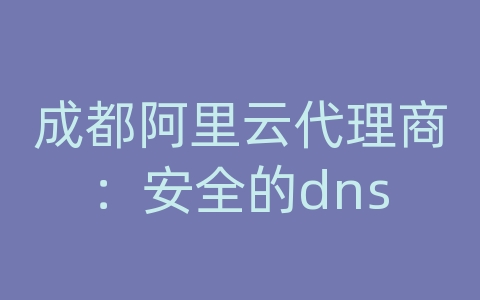 成都阿里云代理商：安全的dns