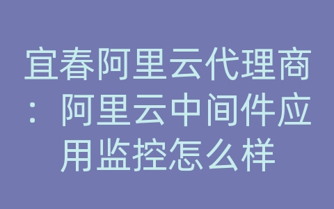 宜春阿里云代理商：阿里云中间件应用监控怎么样