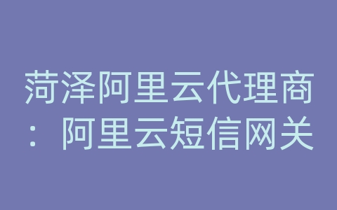 菏泽阿里云代理商：阿里云短信网关