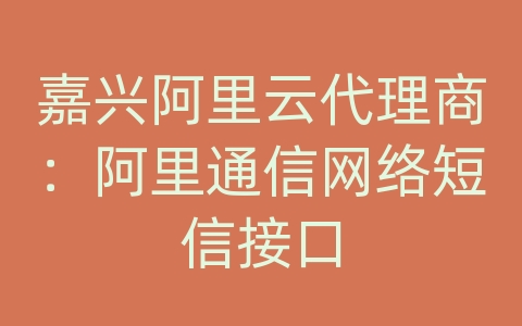 嘉兴阿里云代理商：阿里通信网络短信接口