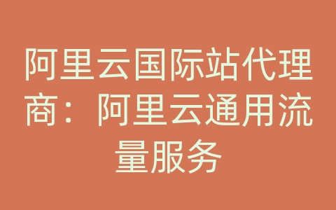 阿里云国际站代理商：阿里云通用流量服务