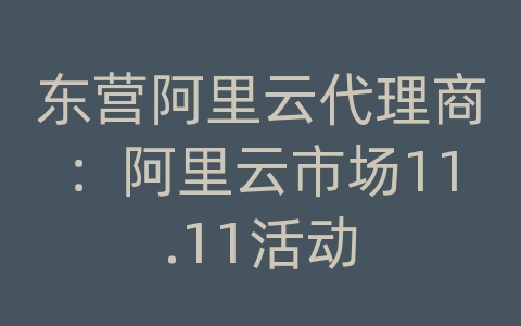 东营阿里云代理商：阿里云市场11.11活动