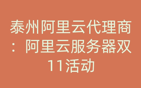 泰州阿里云代理商：阿里云服务器双11活动