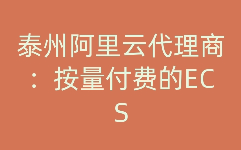 泰州阿里云代理商：按量付费的ECS