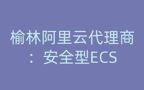 榆林阿里云代理商：安全型ECS