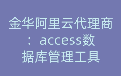 金华阿里云代理商：access数据库管理工具