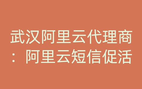 武汉阿里云代理商：阿里云短信促活