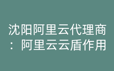 沈阳阿里云代理商：阿里云云盾作用