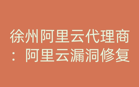 徐州阿里云代理商：阿里云漏洞修复