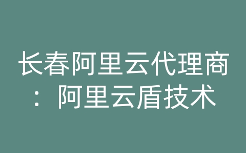 长春阿里云代理商：阿里云盾技术