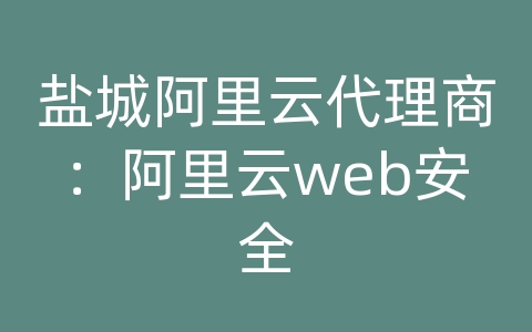 盐城阿里云代理商：阿里云web安全