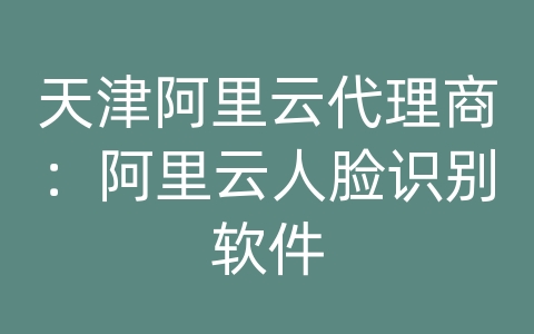 天津阿里云代理商：阿里云人脸识别软件