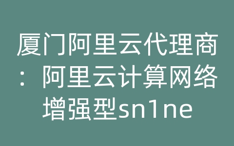 厦门阿里云代理商：阿里云计算网络增强型sn1ne服务器