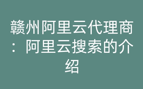 赣州阿里云代理商：阿里云搜索的介绍