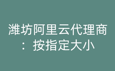 潍坊阿里云代理商：按指定大小