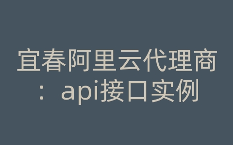 宜春阿里云代理商：api接口实例