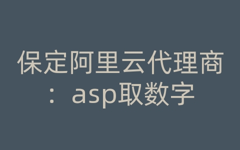 保定阿里云代理商：asp取数字