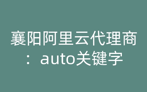 襄阳阿里云代理商：auto关键字