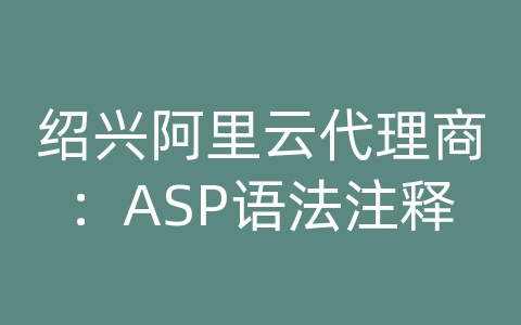 绍兴阿里云代理商：ASP语法注释