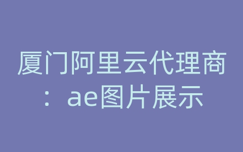 厦门阿里云代理商：ae图片展示