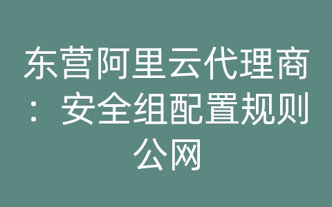 东营阿里云代理商：安全组配置规则公网