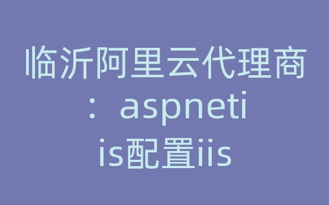 临沂阿里云代理商：aspnetiis配置iis