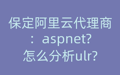 保定阿里云代理商：aspnet?怎么分析ulr?