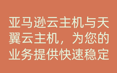 亚马逊云主机与天翼云主机，为您的业务提供快速稳定的云计算解决方案