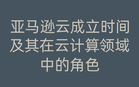 亚马逊云成立时间及其在云计算领域中的角色