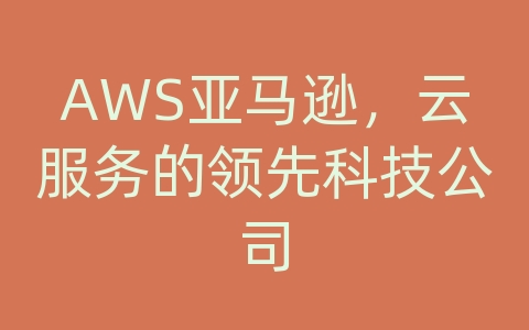 AWS亚马逊，云服务的领先科技公司