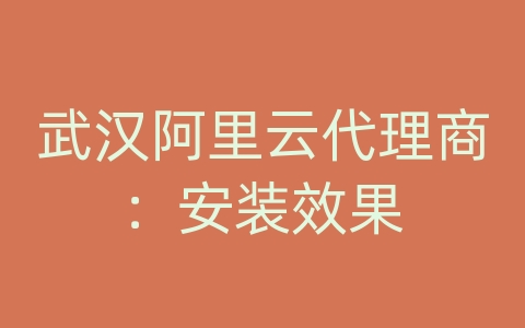 武汉阿里云代理商：安装效果