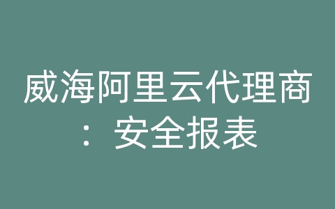 威海阿里云代理商：安全报表