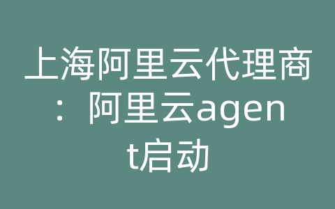 上海阿里云代理商：阿里云agent启动