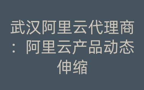 武汉阿里云代理商：阿里云产品动态伸缩