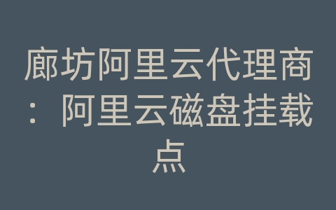 廊坊阿里云代理商：阿里云磁盘挂载点