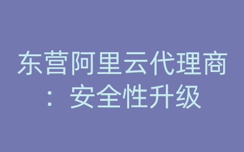 东营阿里云代理商：安全性升级