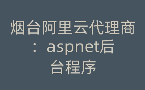 烟台阿里云代理商：aspnet后台程序