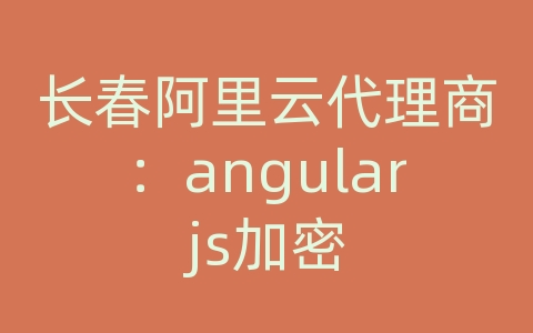 长春阿里云代理商：angularjs加密