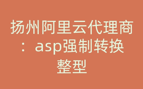 扬州阿里云代理商：asp强制转换整型