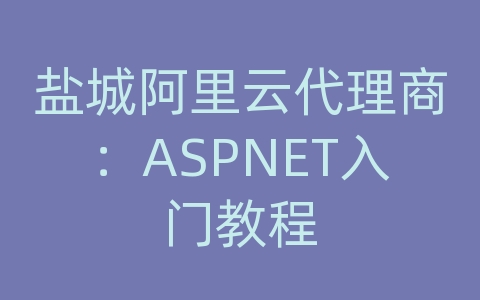 盐城阿里云代理商：ASPNET入门教程