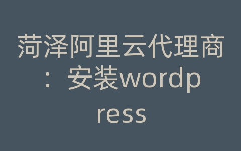 菏泽阿里云代理商：安装wordpress