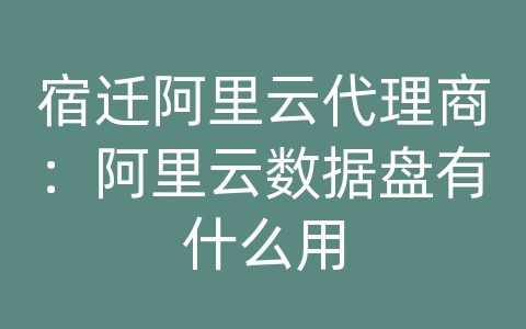 宿迁阿里云代理商：阿里云数据盘有什么用