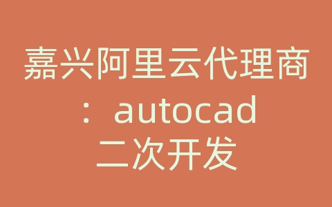 嘉兴阿里云代理商：autocad二次开发