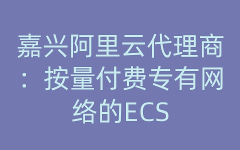 嘉兴阿里云代理商：按量付费专有网络的ECS