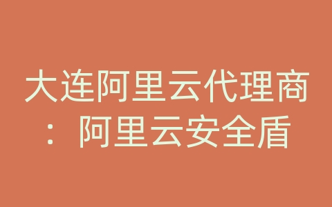 大连阿里云代理商：阿里云安全盾