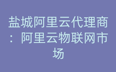 盐城阿里云代理商：阿里云物联网市场