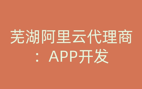 芜湖阿里云代理商：APP开发