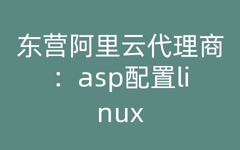 东营阿里云代理商：asp配置linux